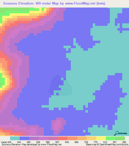 Sounsou,Guinea Elevation Map