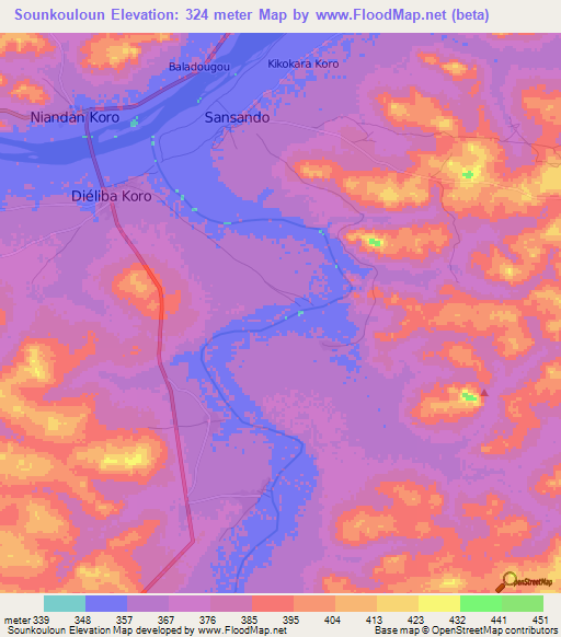 Sounkouloun,Guinea Elevation Map