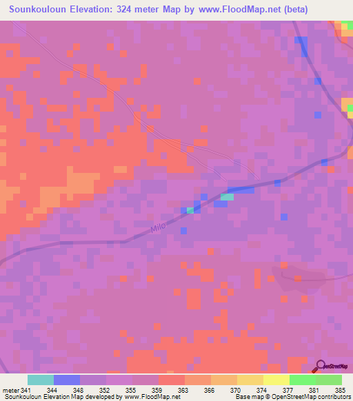 Sounkouloun,Guinea Elevation Map