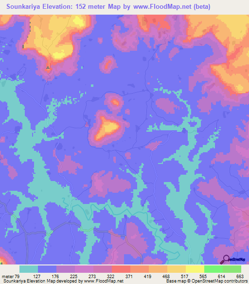 Sounkariya,Guinea Elevation Map