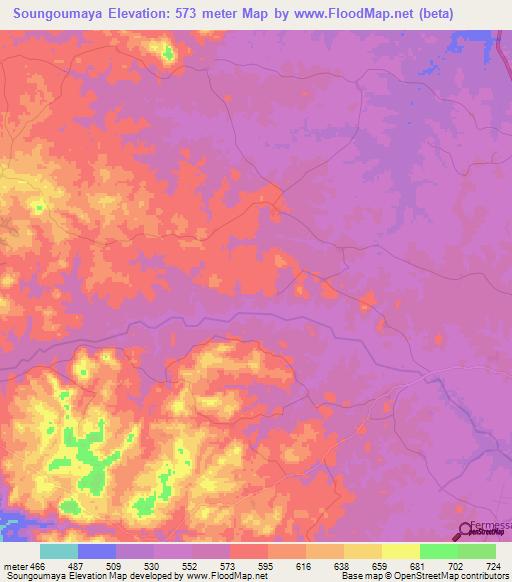 Soungoumaya,Guinea Elevation Map