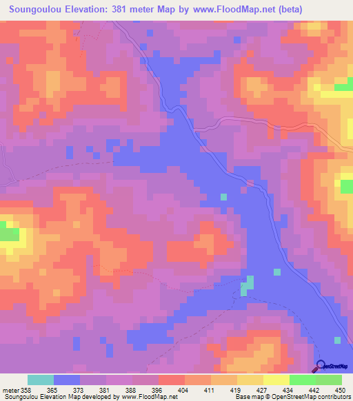 Soungoulou,Guinea Elevation Map