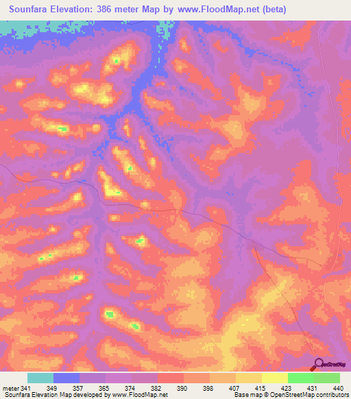 Sounfara,Guinea Elevation Map