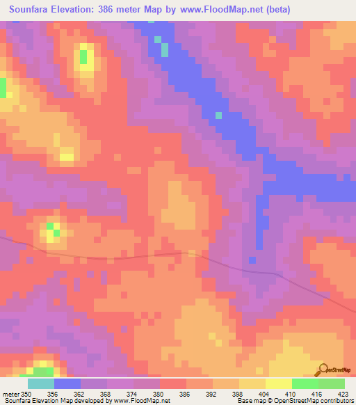 Sounfara,Guinea Elevation Map