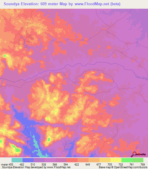 Soundya,Guinea Elevation Map