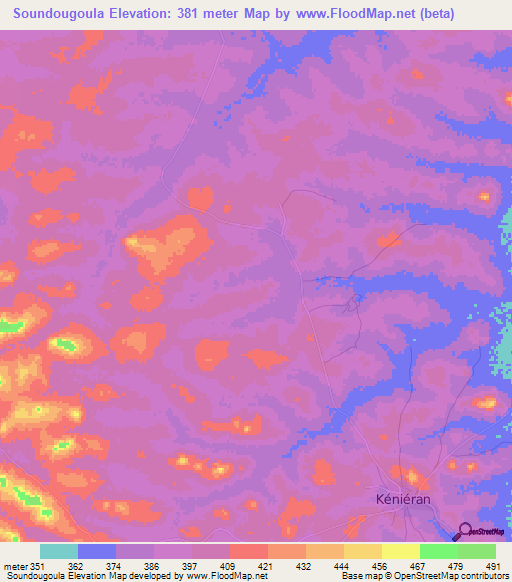 Soundougoula,Guinea Elevation Map