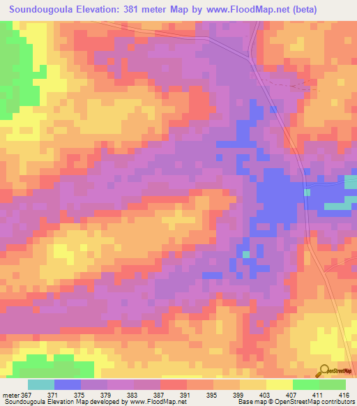 Soundougoula,Guinea Elevation Map