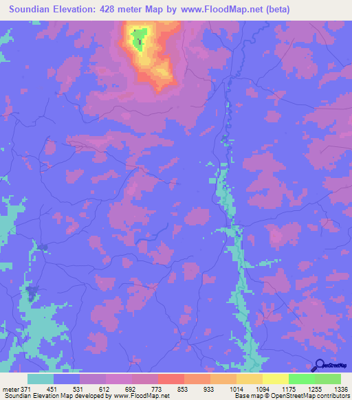 Soundian,Guinea Elevation Map