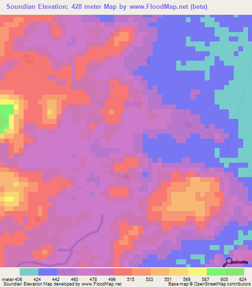 Soundian,Guinea Elevation Map