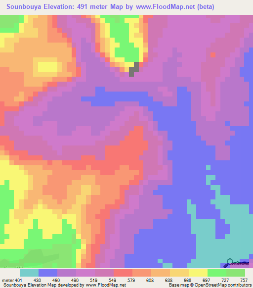 Sounbouya,Guinea Elevation Map