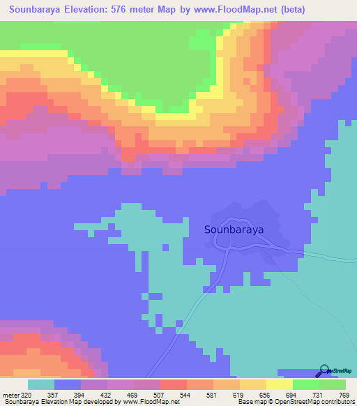 Sounbaraya,Guinea Elevation Map