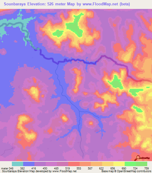 Sounbaraya,Guinea Elevation Map