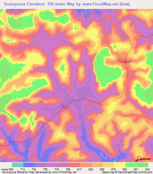 Soumpoura,Guinea Elevation Map