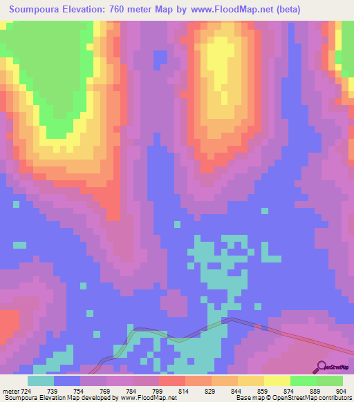 Soumpoura,Guinea Elevation Map