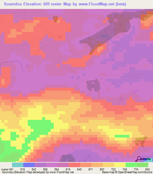 Soumdou,Guinea Elevation Map