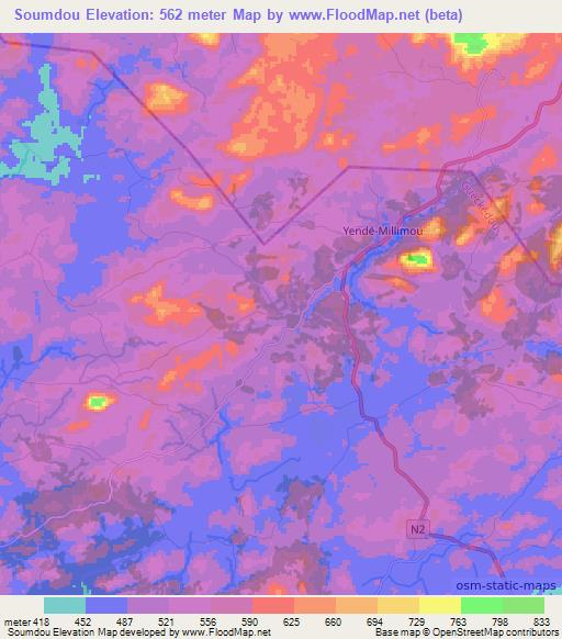 Soumdou,Guinea Elevation Map