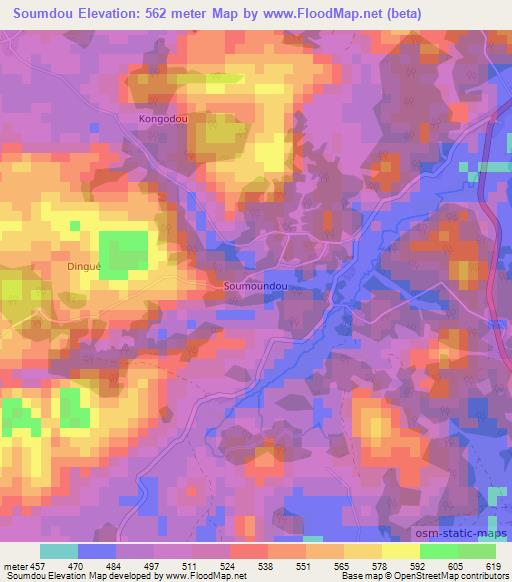 Soumdou,Guinea Elevation Map