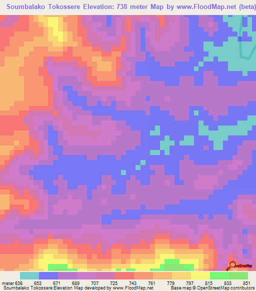 Soumbalako Tokossere,Guinea Elevation Map