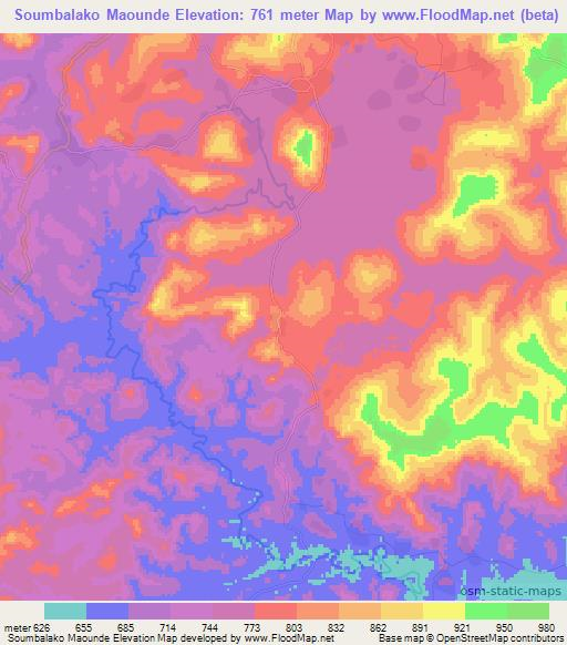 Soumbalako Maounde,Guinea Elevation Map