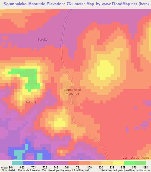 Soumbalako Maounde,Guinea Elevation Map