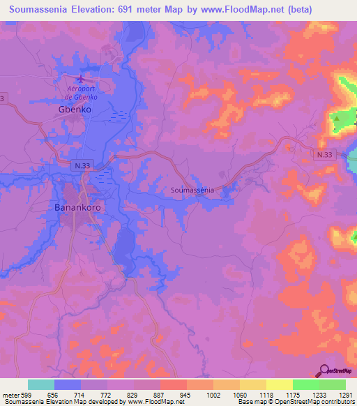 Soumassenia,Guinea Elevation Map