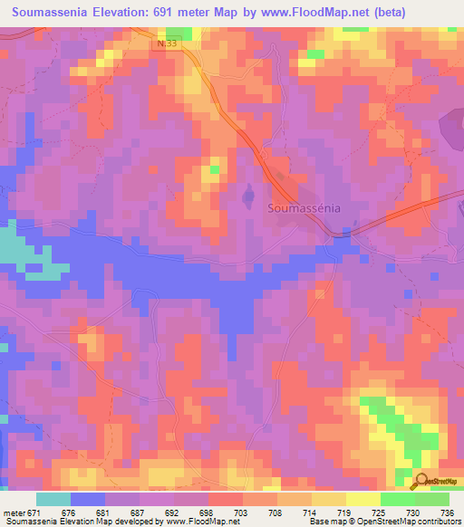 Soumassenia,Guinea Elevation Map