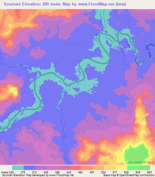 Soumani,Guinea Elevation Map