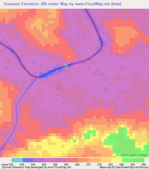 Soumani,Guinea Elevation Map