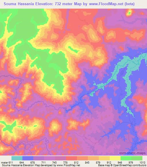 Souma Hassania,Guinea Elevation Map