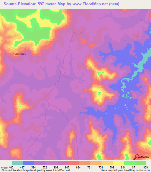 Souma,Guinea Elevation Map