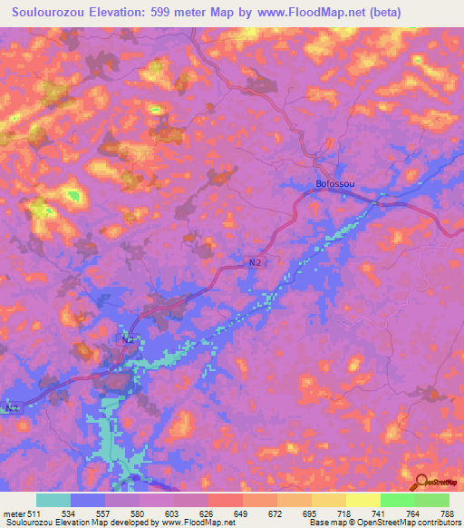 Soulourozou,Guinea Elevation Map