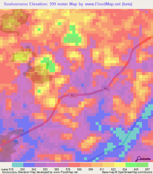 Soulourozou,Guinea Elevation Map