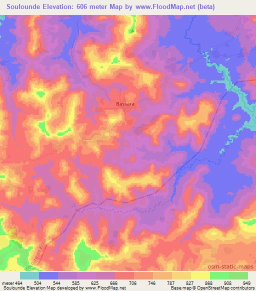 Soulounde,Guinea Elevation Map