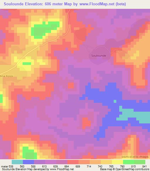 Soulounde,Guinea Elevation Map