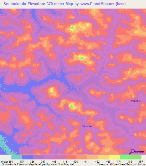 Souloukoula,Guinea Elevation Map