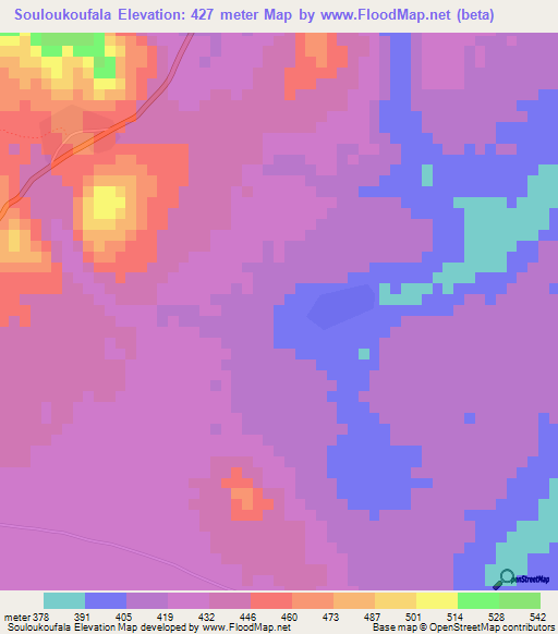 Souloukoufala,Guinea Elevation Map