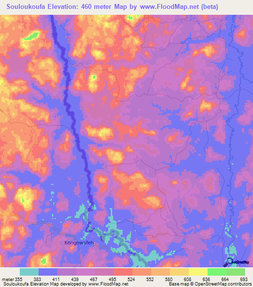 Souloukoufa,Guinea Elevation Map