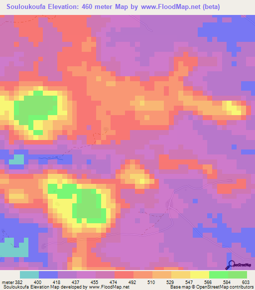 Souloukoufa,Guinea Elevation Map