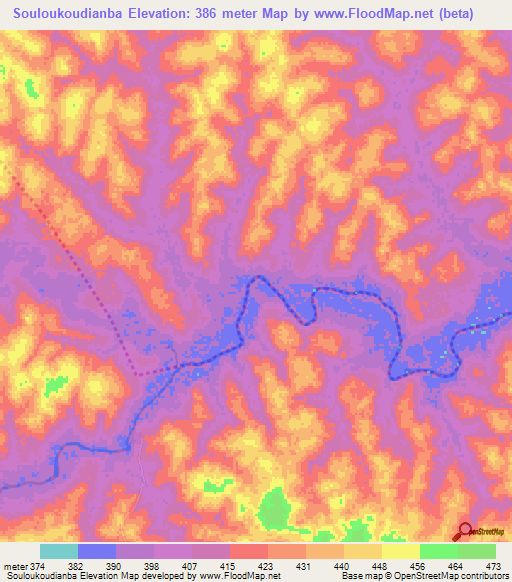 Souloukoudianba,Guinea Elevation Map