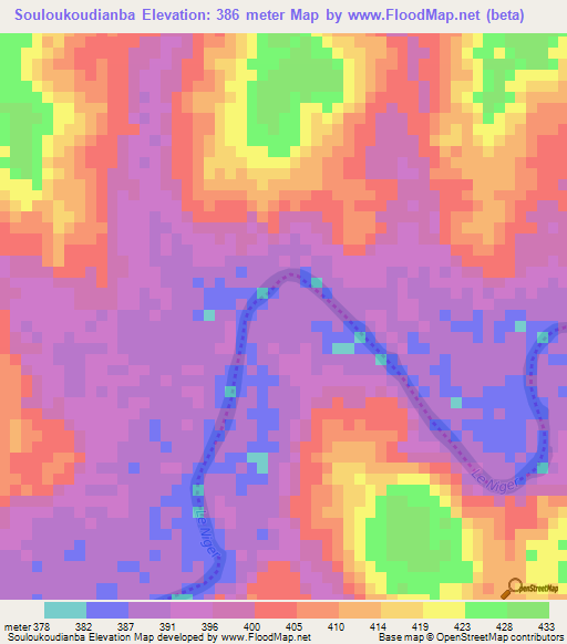 Souloukoudianba,Guinea Elevation Map