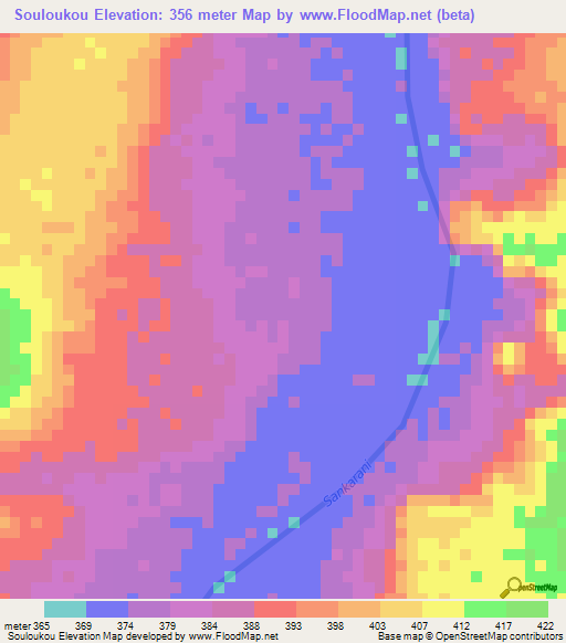 Souloukou,Guinea Elevation Map