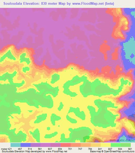 Souloudala,Guinea Elevation Map