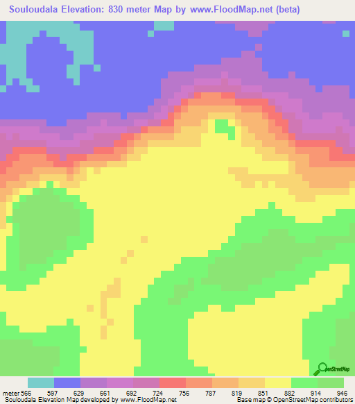 Souloudala,Guinea Elevation Map