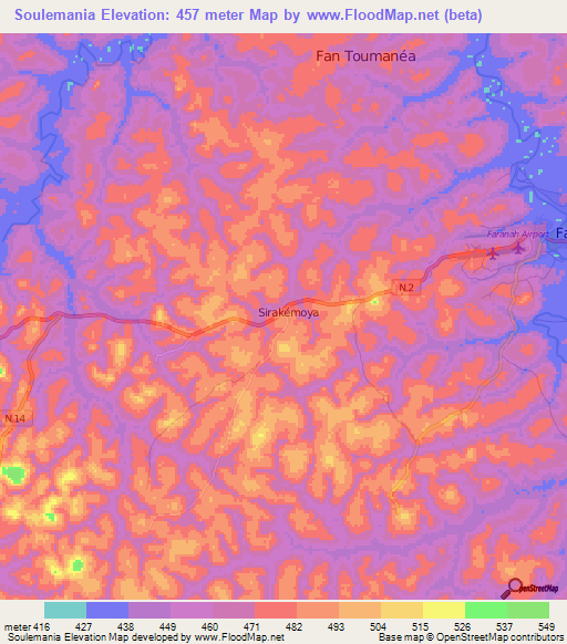 Soulemania,Guinea Elevation Map