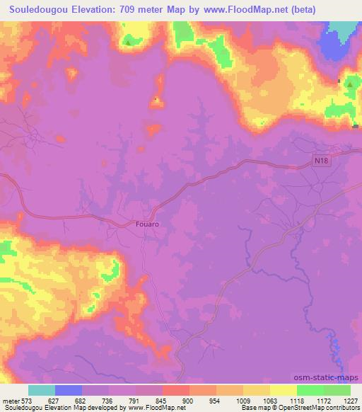 Souledougou,Guinea Elevation Map