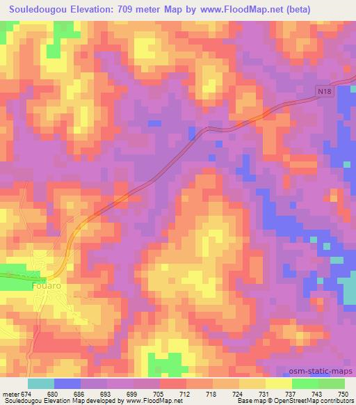 Souledougou,Guinea Elevation Map