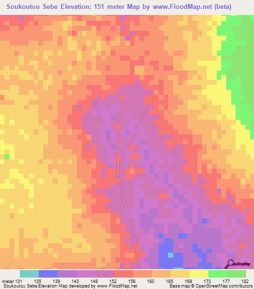 Soukoutou Sebe,Guinea Elevation Map