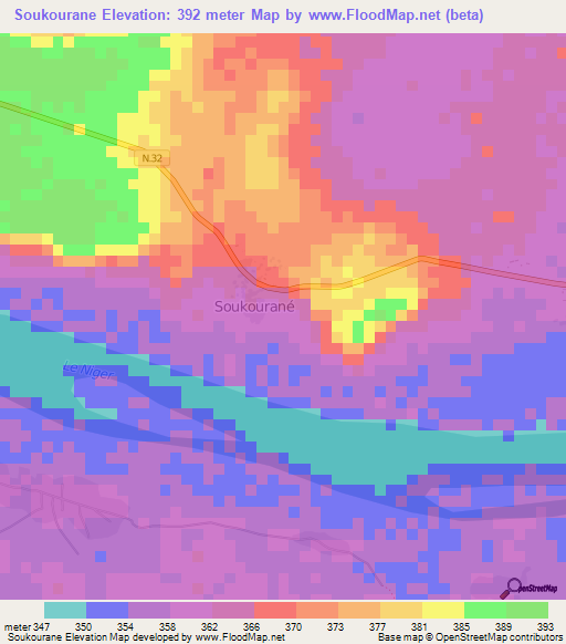 Soukourane,Guinea Elevation Map