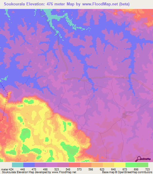 Soukourala,Guinea Elevation Map