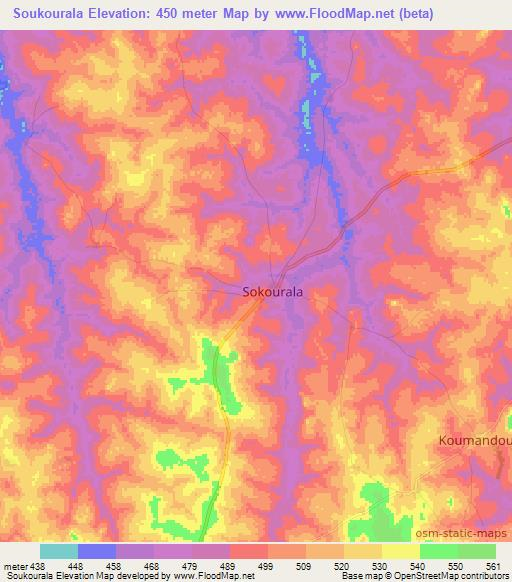 Soukourala,Guinea Elevation Map